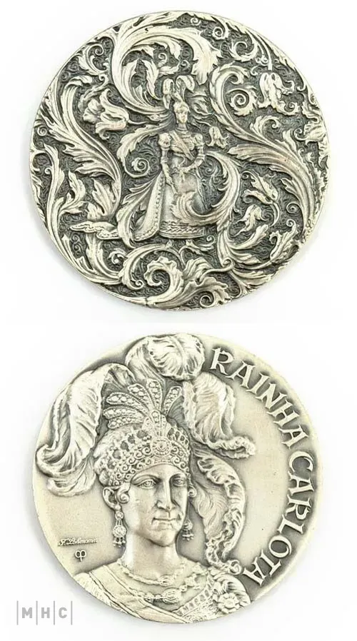 imagem: Moeda comemorativa do Sesquicentenário do Nascimento de D. Pedro II